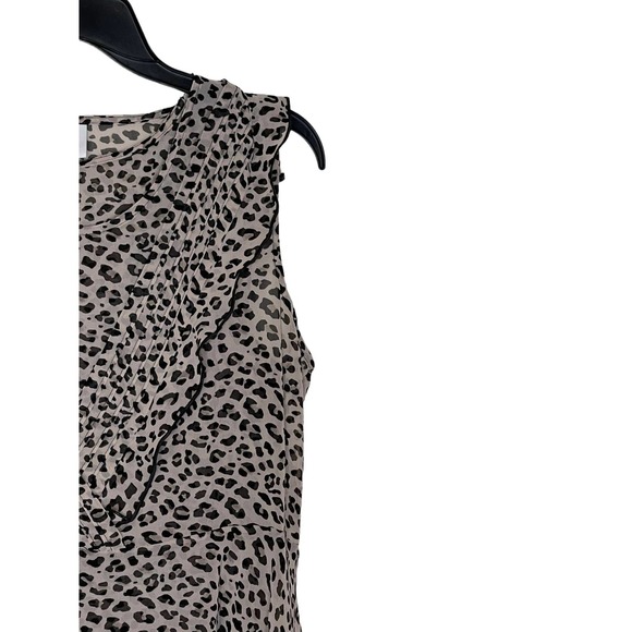 Cabi Women Tank Top 2 Piece Leopard Print Flutter Ruffle V Neck Sleeveless Small - Picture 2 of 10